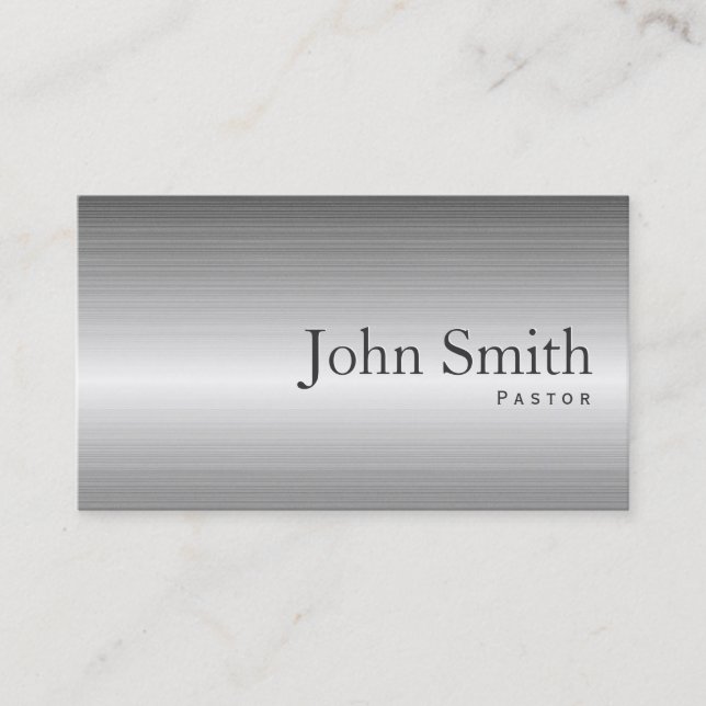 Plain Steel Metal Pastor Business Card (Front)