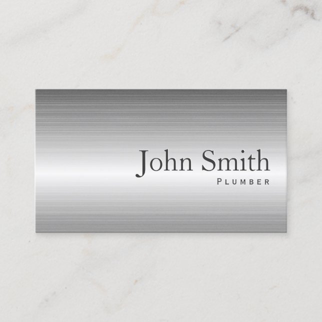 Plain Steel Metal Plumber Business Card (Front)