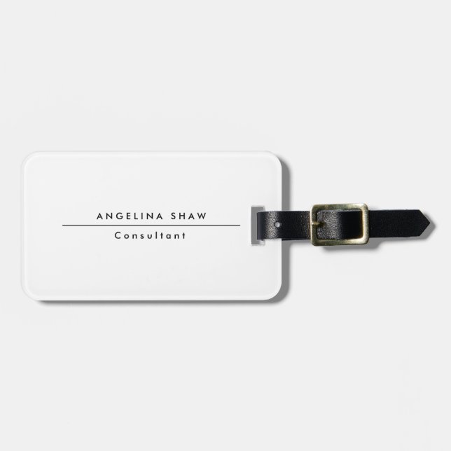 Plain Stylish White Professional Creation Luggage Tag (Front Horizontal)