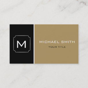 Plain Tan & Black Elegant Professional Modern 2 Business Card