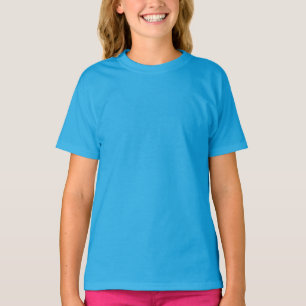 Plain Teal Girls' Basic Hanes Tagless T-Shirt