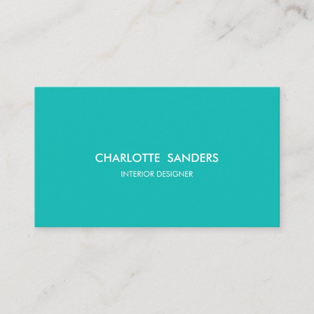 Plain teal minimalist luxury business card (Front)