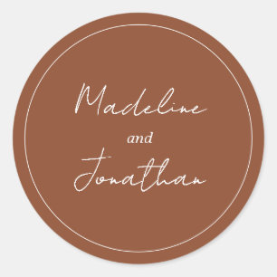 Plain Terracotta Handwritten Script Typography Classic Round Sticker