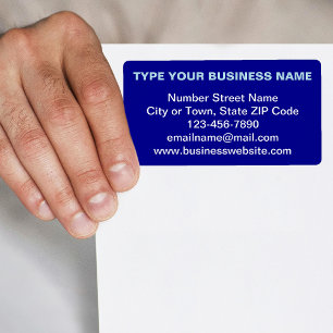 Plain Text Business Brand on Blue Shipping Label