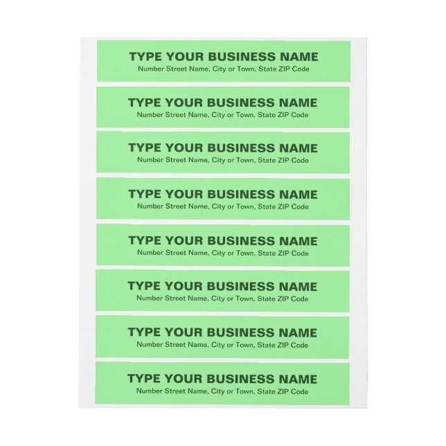 Plain Text Light Green Business Wraparound Address Label (Sheet)