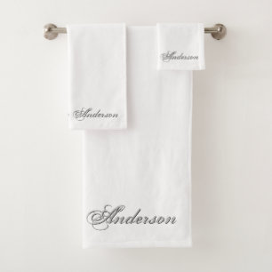 Plain Text Modern Chic Bath Towel Set