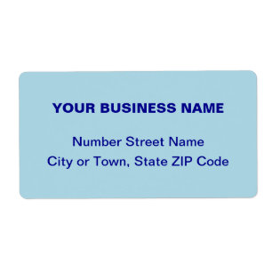 Plain Text Monochrome Blue Business Shipping Label