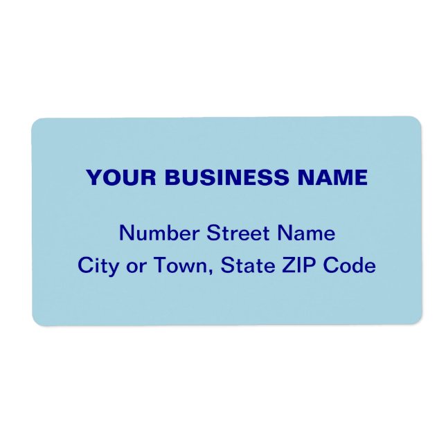 Plain Text Monochrome Blue Business Shipping Label (Front)