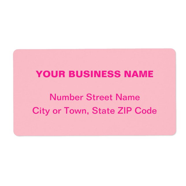 Plain Text Monochrome Pink Business Shipping Label (Front)