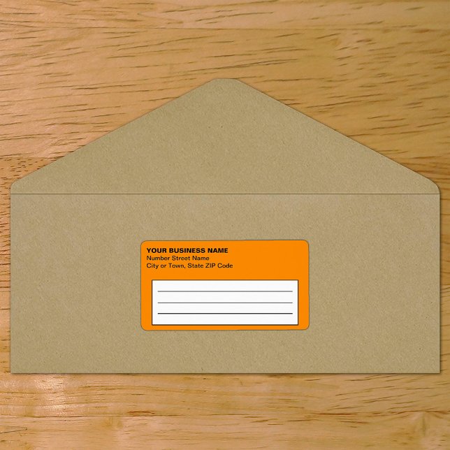 Plain Text Orange Business Shipping Label (Plain text orange business shipping label on envelope)