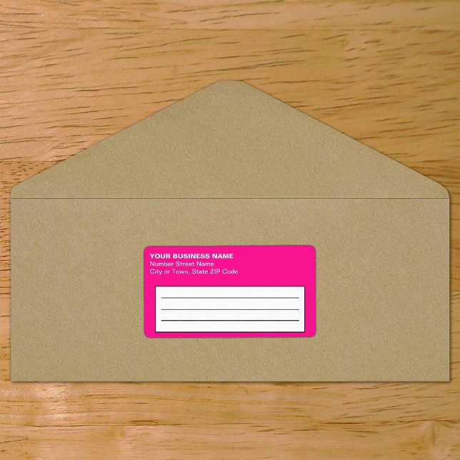 Plain Text Pink Business Shipping Label (Plain text pink business shipping label on envelope)
