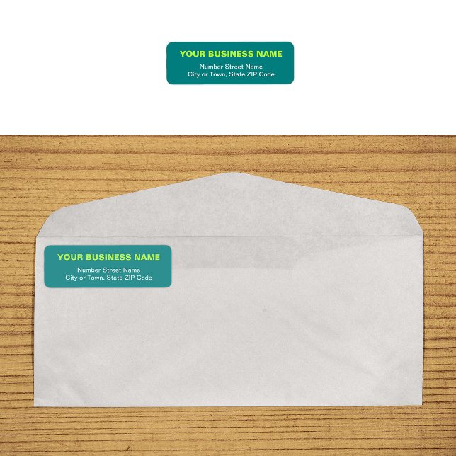 Plain Text Teal Green Business Return Address (Plain text teal green business return address label on envelope)
