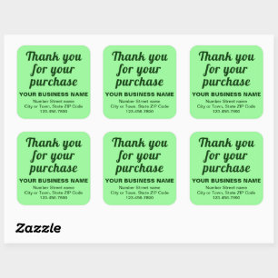 Plain Text Thank You For Your Purchase Light Green Square Sticker