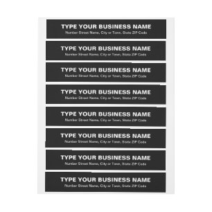 Plain Texts Black Business Return Address Wrap Around Label