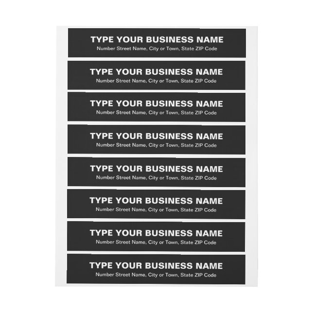 Plain Texts Black Business Return Address Wrap Around Label (Sheet)