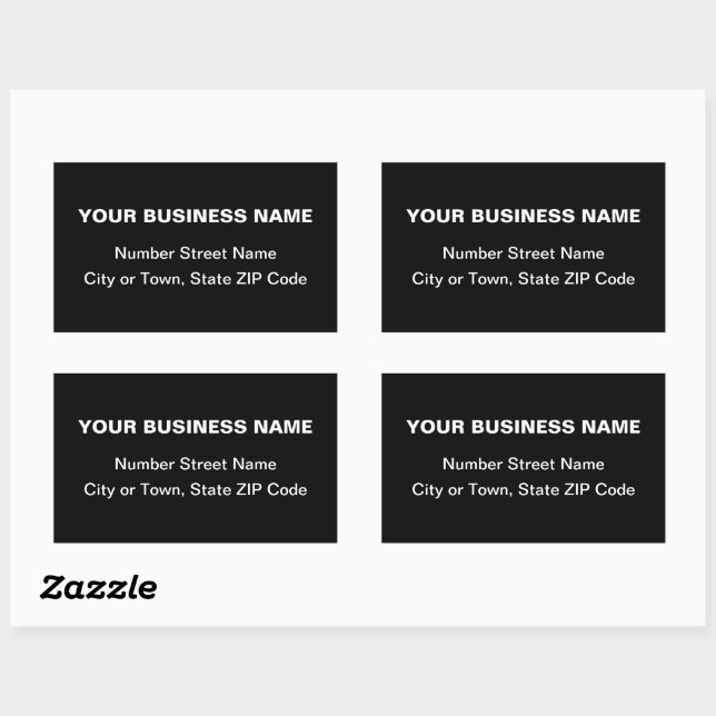 Plain Texts Business Address on Black Rectangular Sticker (Sheet)