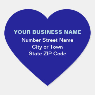 Plain Texts Business Address on Blue Heart Sticker