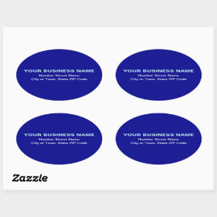 Plain Texts Business Address on Blue Oval Sticker