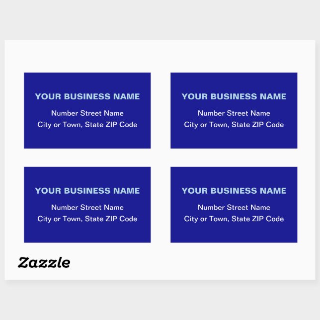 Plain Texts Business Address on Blue Rectangular Sticker (Sheet)