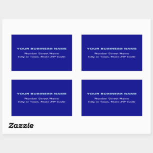 Plain Texts Business Address on Blue Rectangular Sticker
