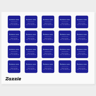 Plain Texts Business Address on Blue Square Sticker