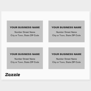 Plain Texts Business Address on Grey Rectangular Sticker