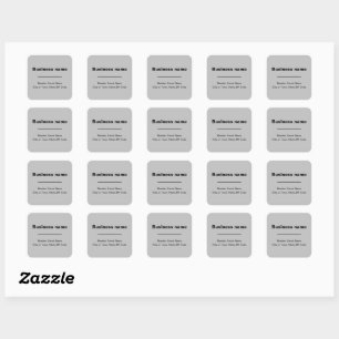 Plain Texts Business Address on Grey Square Sticker