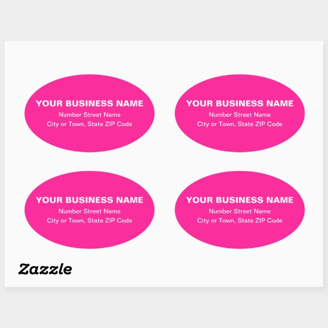 Plain Texts Business Address on Pink Oval Sticker (Sheet)