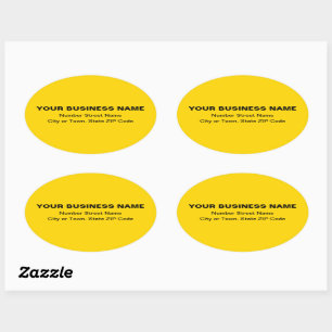 Plain Texts Business Address on Yellow Oval Sticker