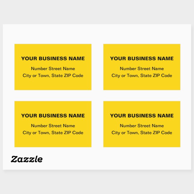 Plain Texts Business Address on Yellow Rectangular Sticker (Sheet)