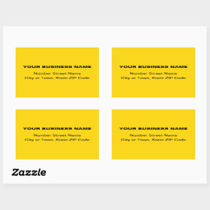 Plain Texts Business Address on Yellow Rectangular Sticker