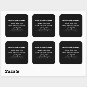 Plain Texts Business Brand on Black Square Sticker