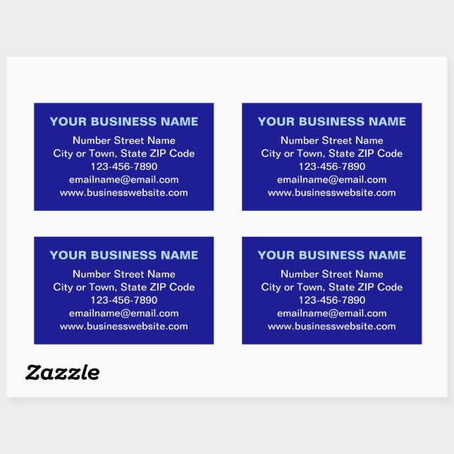 Plain Texts Business Brand on Blue Rectangular Sticker (Sheet)