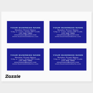 Plain Texts Business Brand on Blue Rectangular Sticker