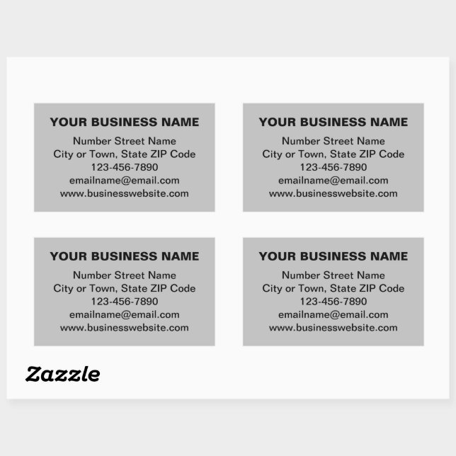 Plain Texts Business Brand on Grey Rectangular Sticker (Sheet)