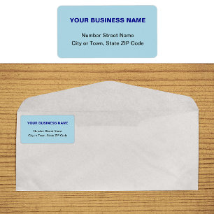 Plain Texts Business Brand on Light Blue Address Label