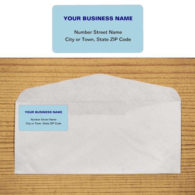 Plain Texts Business Brand on Light Blue Address Label (Plain text light blue business address label on envelope)