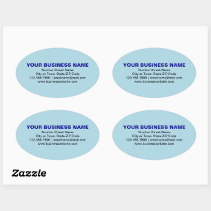 Plain Texts Business Brand on Light Blue Oval Sticker
