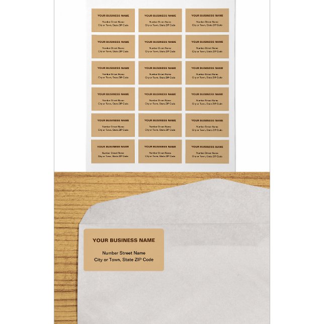 Plain Texts Business Brand on Light Brown Address Label (Creator Uploaded)