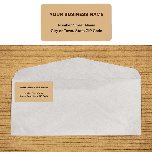 Plain Texts Business Brand on Light Brown Address Label (Plain text light brown business address label on envelope)