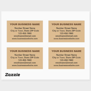 Plain Texts Business Brand on Light Brown Rectangular Sticker