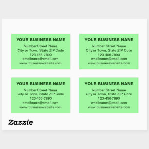 Plain Texts Business Brand on Light Green Rectangular Sticker