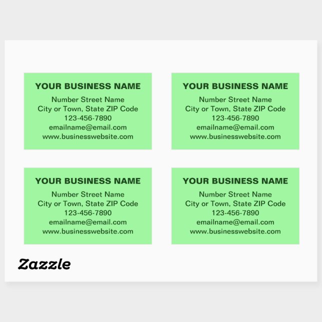 Plain Texts Business Brand on Light Green Rectangular Sticker (Sheet)