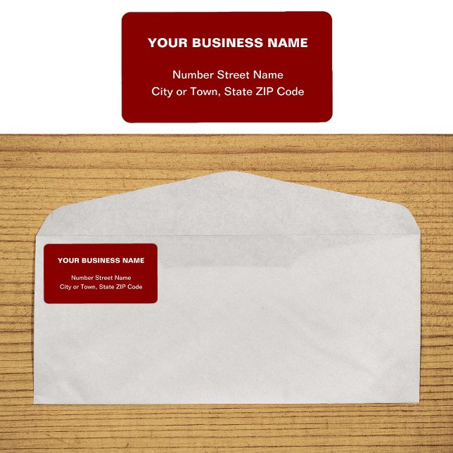 Plain Texts Business Brand on Red Address Label (Plain text red business address label on envelope)