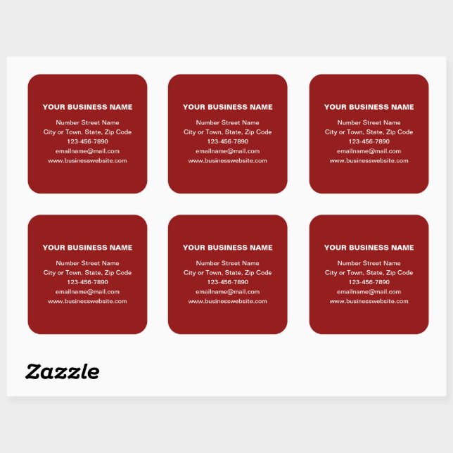 Plain Texts Business Brand on Red Square Sticker (Sheet)