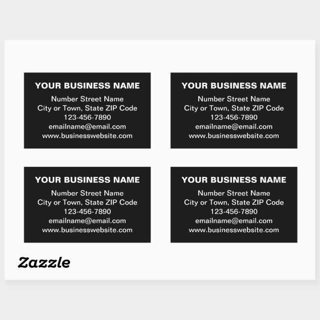 Plain Texts Business Brand on White Rectangular Sticker (Sheet)