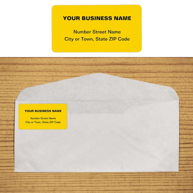 Plain Texts Business Brand on Yellow Address Label (Plain text yellow business address label on envelope)