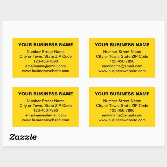 Plain Texts Business Brand on Yellow Rectangular Sticker (Sheet)