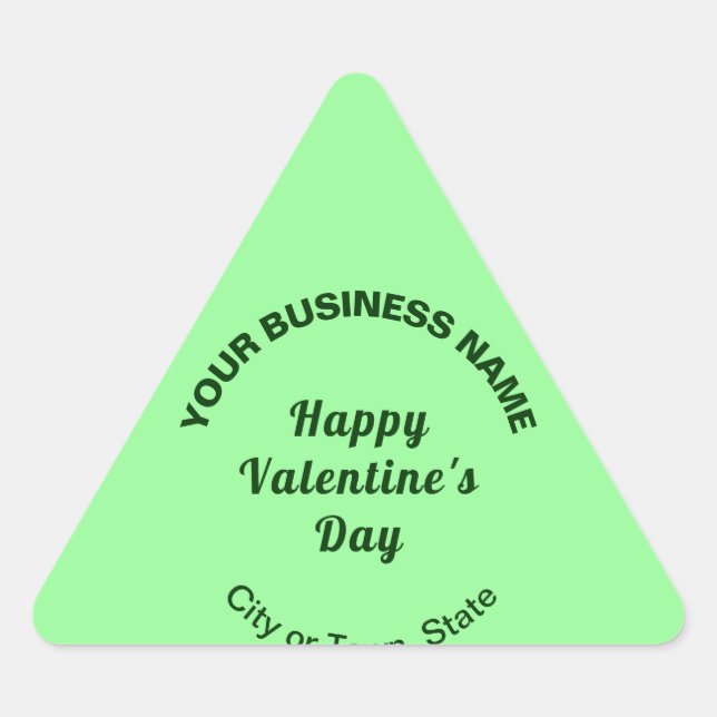 Plain Texts Business Valentine Small Light Green Triangle Sticker (Front)
