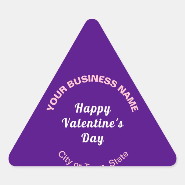 Plain Texts Business Valentine Small Purple Triangle Sticker (Front)